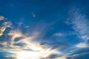 Wall Mural - Fiery orange sunset sky. Beautiful sky.