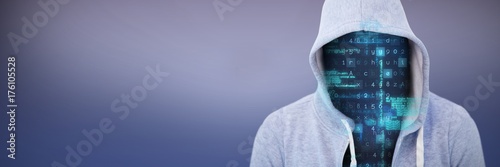 Cuadros en Lienzo Composite image of robber wearing gray hoodie