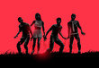 A group of decaying flesh eating zombies. Vector illustration.