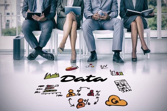 Composite image of business people waiting to be called into