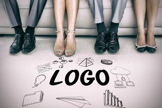 Composite image of logo text amidst several vector icons