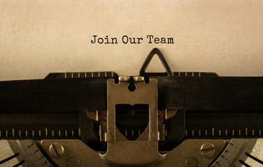 Aufkleber - Text Join Our Team typed on retro typewriter