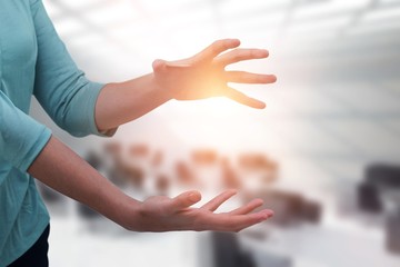 Sticker - Composite image of woman gesturing against white background