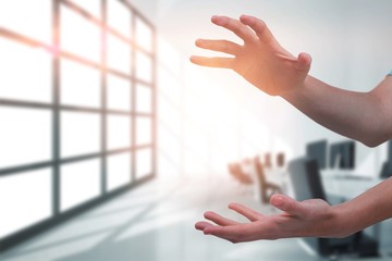 Sticker - Composite image of hands gesturing against white background