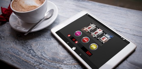 Poster - Composite image of graphic image of slot machine on mobile