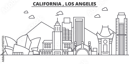 Dekoracja na wymiar  california-los-angeles-architektura-linii-panorame-ilustracji-liniowy-wektor-grod-z