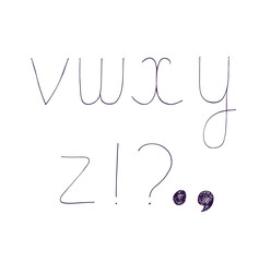 Fototapete - Vector illustration with hand drawn letters sequence from V to Z in lowercase and punctuation marks. Hatch font, good for lettering and quotes writing
