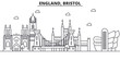 England, Bristol architecture line skyline illustration. Linear vector cityscape with famous landmarks, city sights, design icons. Editable strokes