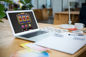 Poster - Composite image of slot machine on mobile screen