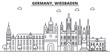 Germany, Wiesbaden architecture line skyline illustration. Linear vector cityscape with famous landmarks, city sights, design icons. Editable strokes