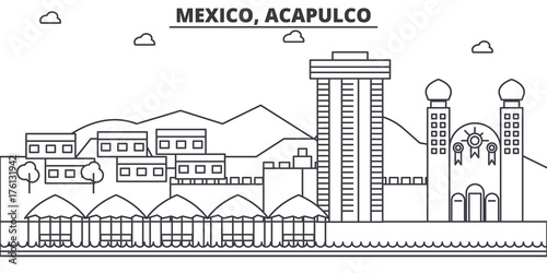 Fotografija Mexico, Acapulco architecture line skyline illustration