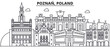 Poland, Poznan architecture line skyline illustration. Linear vector cityscape with famous landmarks, city sights, design icons. Editable strokes