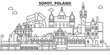Poland, Sopot architecture line skyline illustration. Linear vector cityscape with famous landmarks, city sights, design icons. Editable strokes