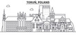 Poland, Torun architecture line skyline illustration. Linear vector cityscape with famous landmarks, city sights, design icons. Editable strokes