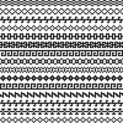 Poster - Old greek border, Tribal art vintage ethnic seamless pattern, asian lattice ornaments, chinese, japanese, korean vector set, Seamless pixel black and white patterns