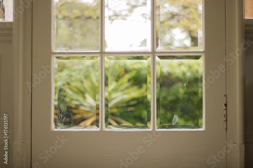 Fotografia, Obraz A front glass door to a house is closed