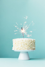 Cake With White Chocolate Curls And Sparkler