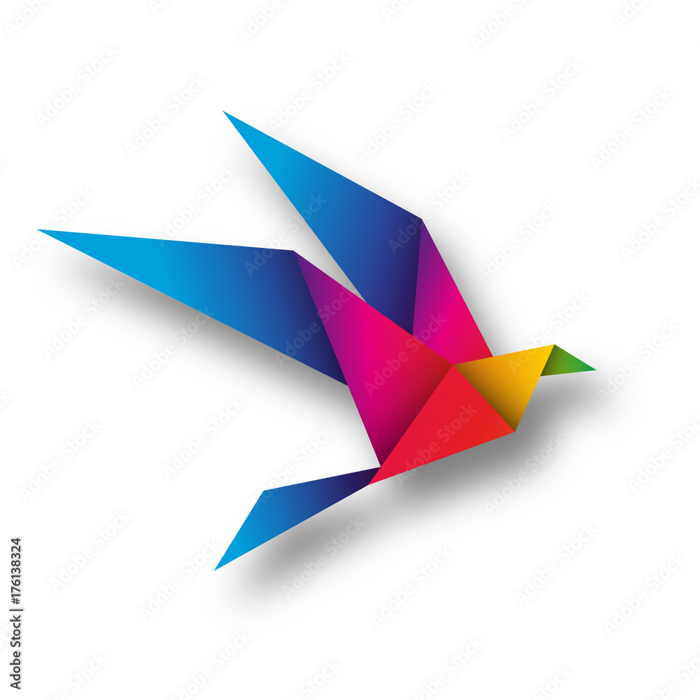 ptak origami wektor - obrazy, fototapety, plakaty 