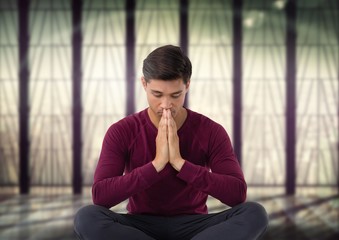 Poster - Man meditating in meditation room