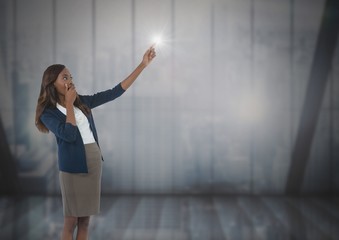 Poster - Businesswoman pointing by windows