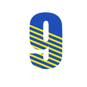 Vector stripped alphabet. Number 9