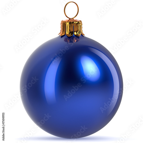 Poster 3d rendering Christmas ball decoration blue New Year's Eve hanging bauble adornm