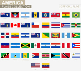 National flag of American countries, official vector flags collection.