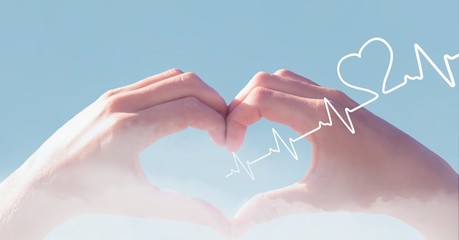 Poster - Heart beat over hands holding heart