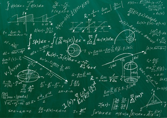 Wall Mural - Close up of math formulas on a blackboard