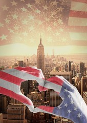Poster - Veterans day, flag usa on hands