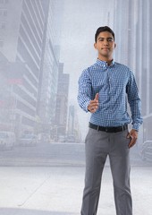 Poster - Businessman offering to shake hands in city