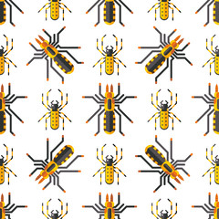 Wall Mural - Spider web silhouette arachnid fear seamless pattern scary animal design nature insect danger horror halloween vector icon.