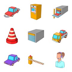 Poster - Truck icons set, cartoon style