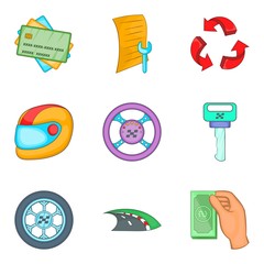 Poster - Pit stop icons set, cartoon style