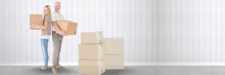 Poster - people moving boxes into new home