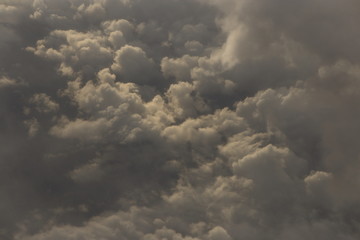 Wall Mural - Sunset White Cloud sky at high level attitude, view from window airplane
