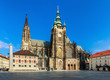 Historic old cathedral in Europe with blue sky background, travel
