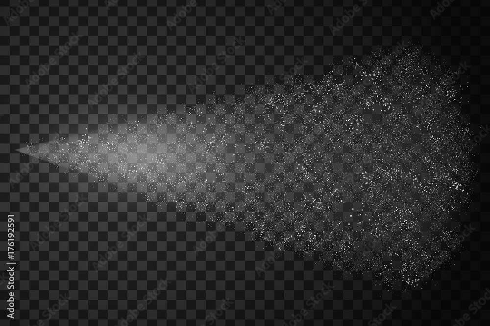 Light glitter particles dispersion spray on vector transparent ...