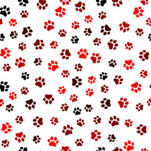 Paw Print Seamless. Traces Of Cat Textile Pattern. Cat Footprint Seamless Pattern. Vector Seamless