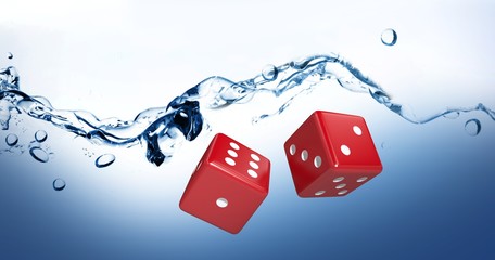 Poster - composite image of graphic image of 3d red dice