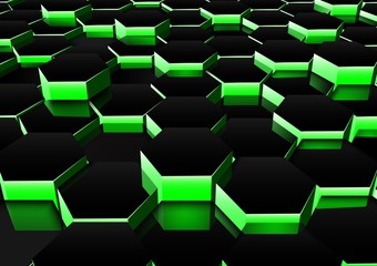 Wall Mural - Dark green hexagonal background