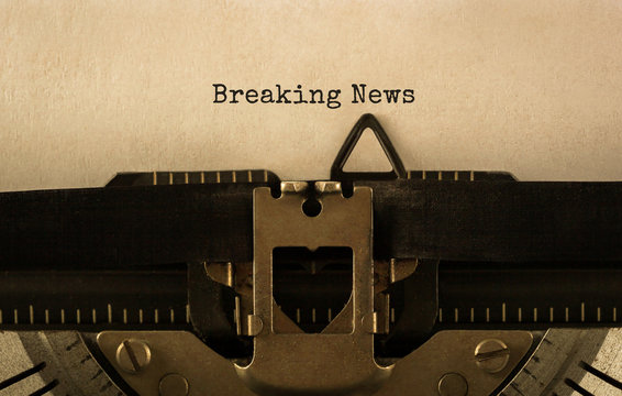 Text Breaking News typed on retro typewriter