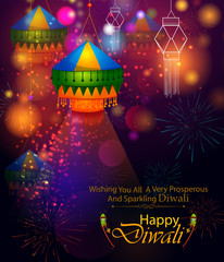 Sticker - Happy Diwali light festival of India greeting advertisement sale banner background