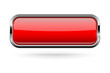 Red rectangle button with bold chrome frame. 3d shiny icon