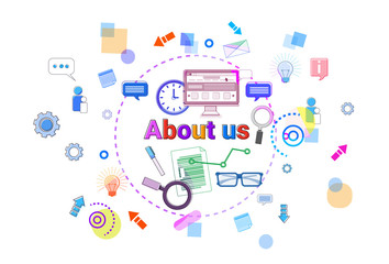 Poster - About Us Business Developer Contact Information Concept Banner Vector Illustration