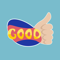 Poster - Good Sticker Social Media Network Message Badges Design Vector Illustration