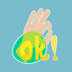 Poster - Ok Sticker Social Media Network Message Badges Design Vector Illustration