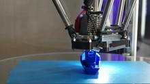3D Printer Printing A Little Blue Model Boat, Close Up Process Of New Printing Technology - 4K