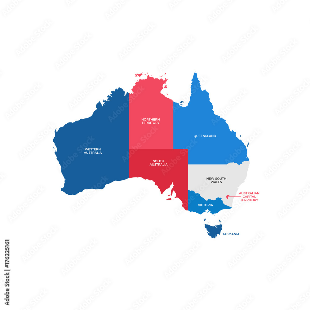 Australia Regions Map Stock Vector | Adobe Stock