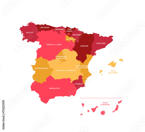 Obraz na płótnie Spain Regions Map